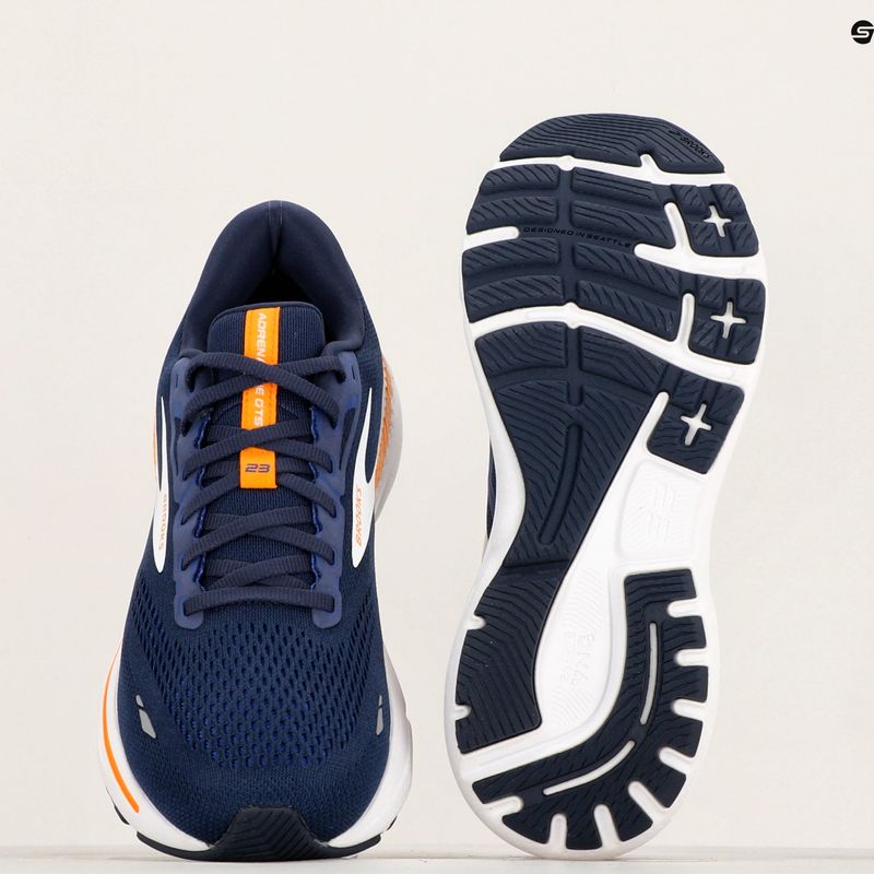 Brooks Adrenaline GTS 23 men's running shoes peacoat/ultramarine/orange 12