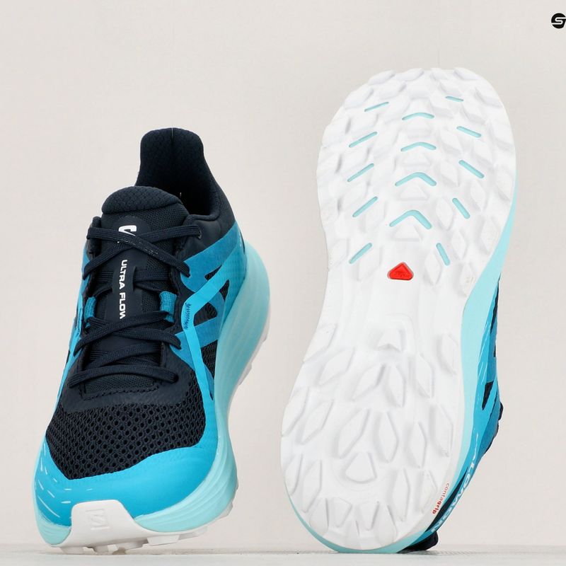 Salomon Ultra Flow women's running shoes carbon/peacock blue/white 16