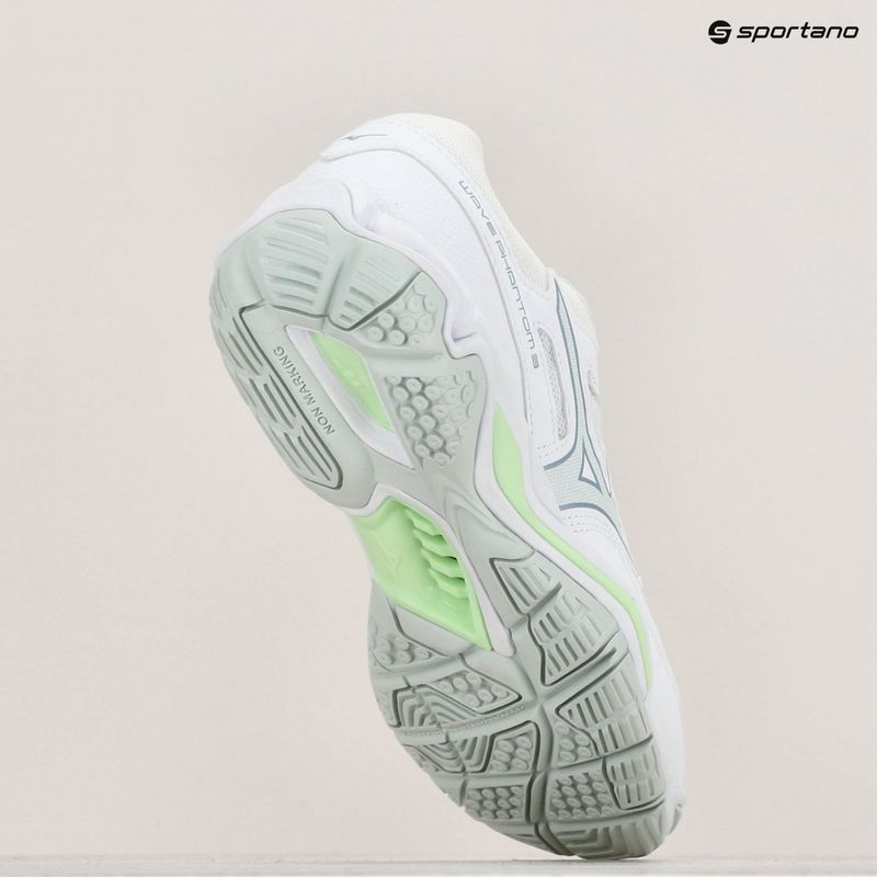 Women's handball shoes Mizuno Wave Phantom 3 white/glacial ridge/patinagreen 9