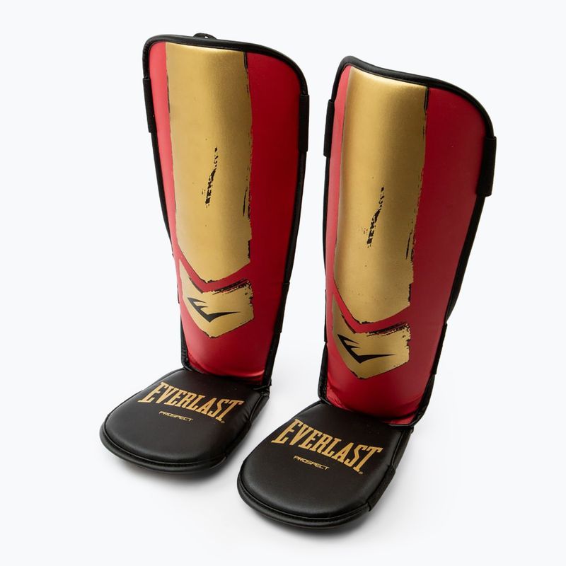 Everlast Prospect Youth Shin Guards tibia and foot protectors red/gold