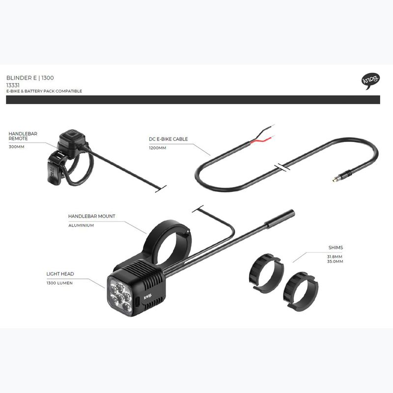 Knog Blinder E 1300 front bike light black 4
