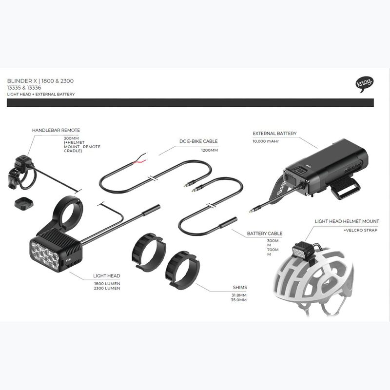 Knog Blinder X 1800 front bike light + 10000mAh battery black 7