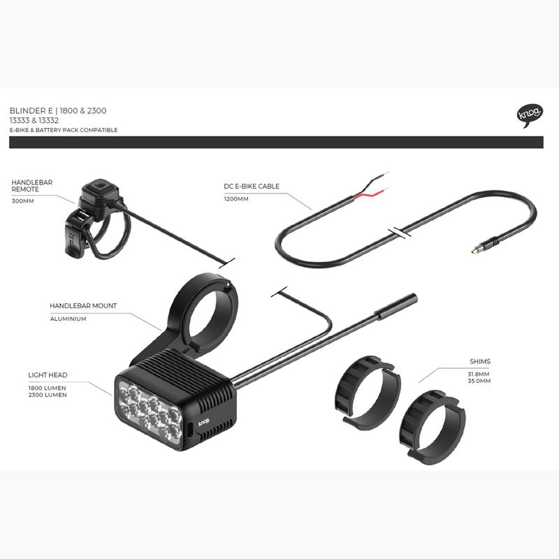 Knog Blinder E 1800 front bike light black 5