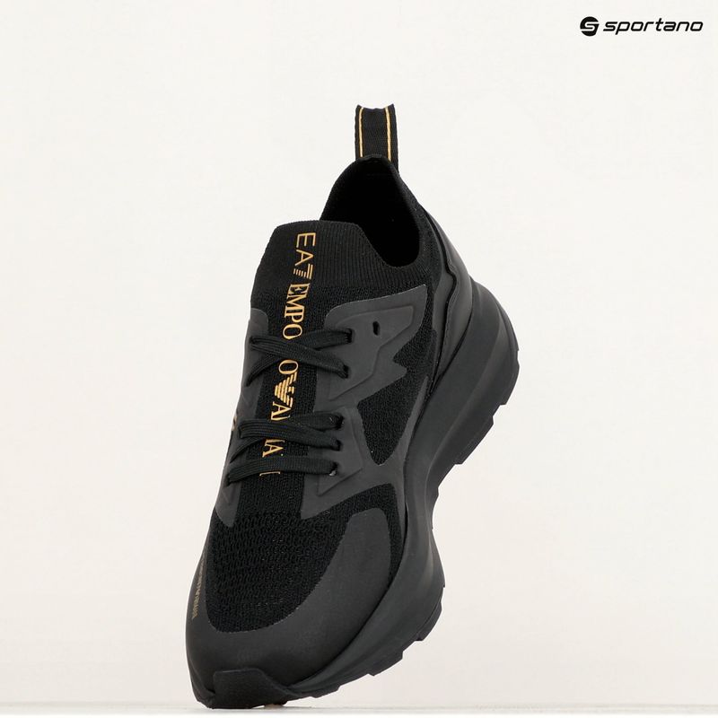 EA7 Emporio Armani Black & White Altura Knit triple black/gold shoes 9