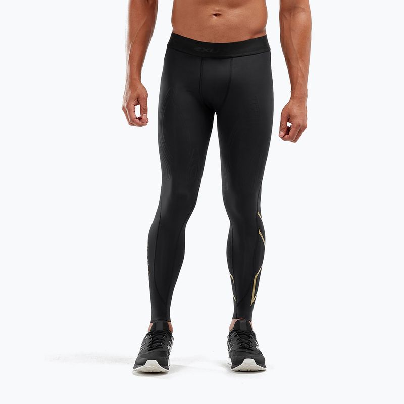 Men's 2XU Force Compression training leggings black and gold MA5365B 4