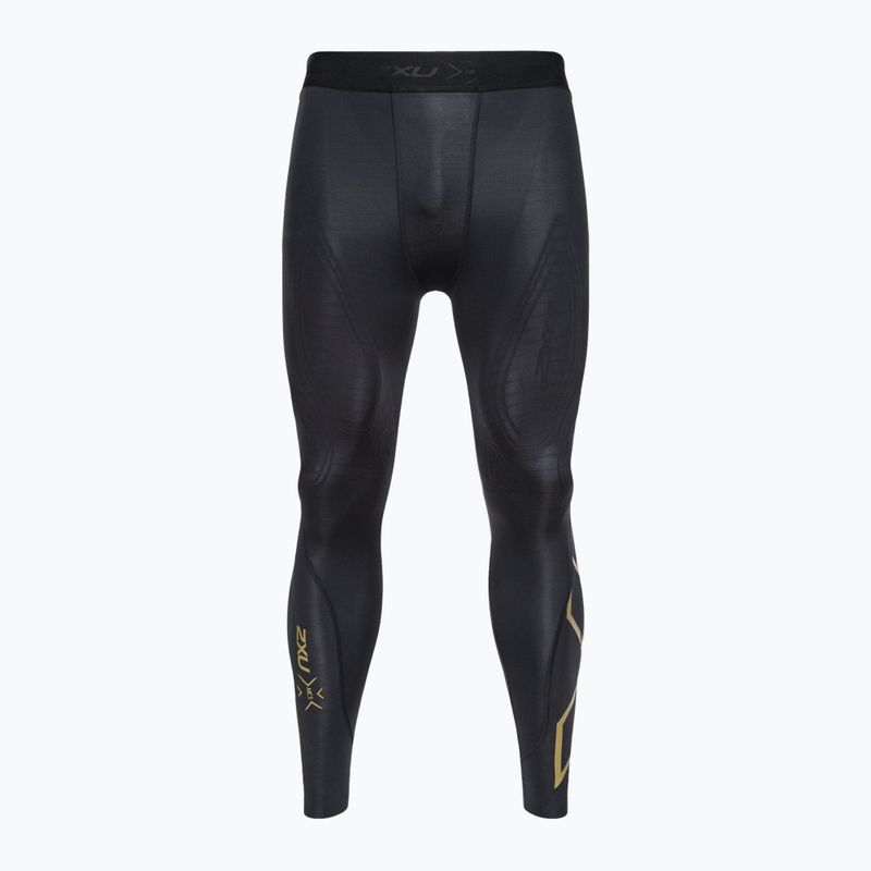 Men's 2XU Force Compression training leggings black and gold MA5365B