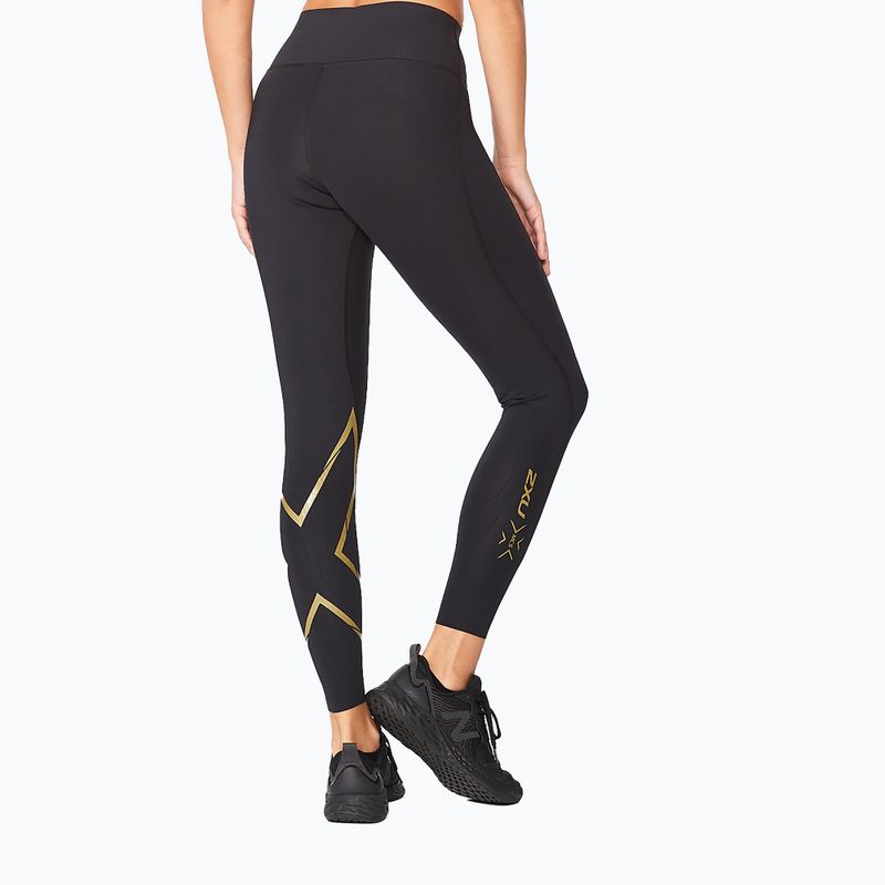Women's training leggings 2XU Force Mid-Rise Compression black and gold WA5367B 4