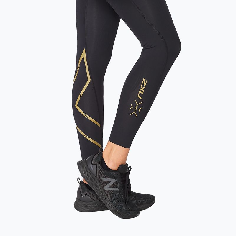 Women's training leggings 2XU Force Mid-Rise Compression black and gold WA5367B 5