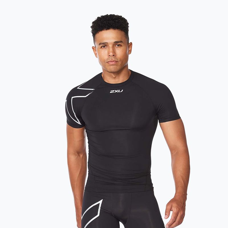 Men's 2XU Core Compression training longsleeve black/silver MA6399A