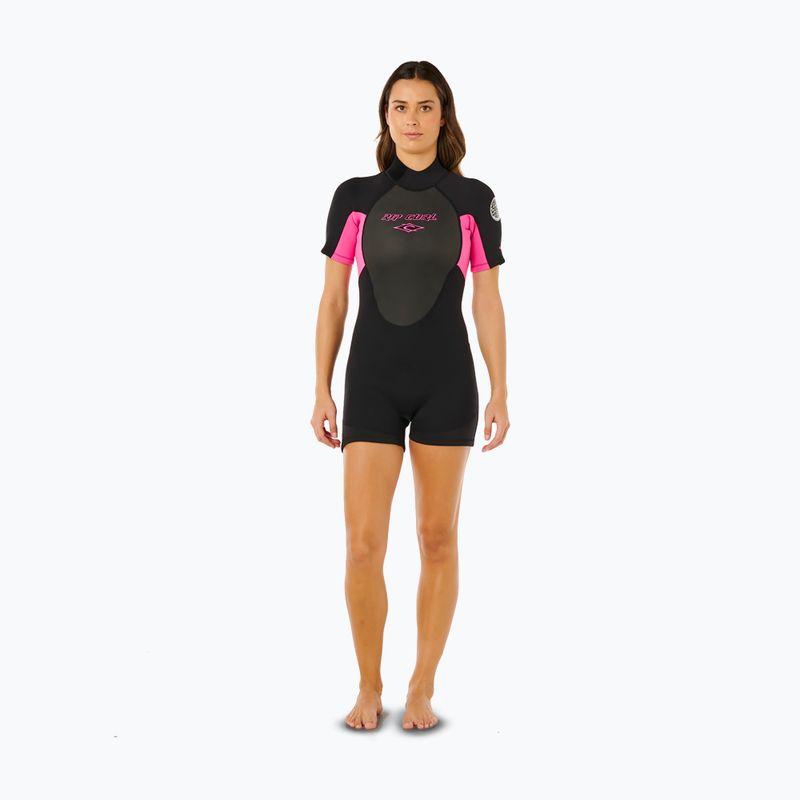 Women's swimming wetsuit Rip Curl Omega 2/2 mm Back Zip Springsuit black/pink 2