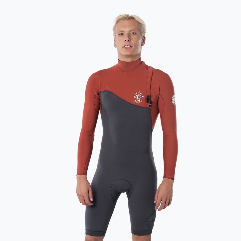 Men's Rip Curl E Bomb 2/2 mm Zip Free Grey-Red Swim Foam WSM8YE