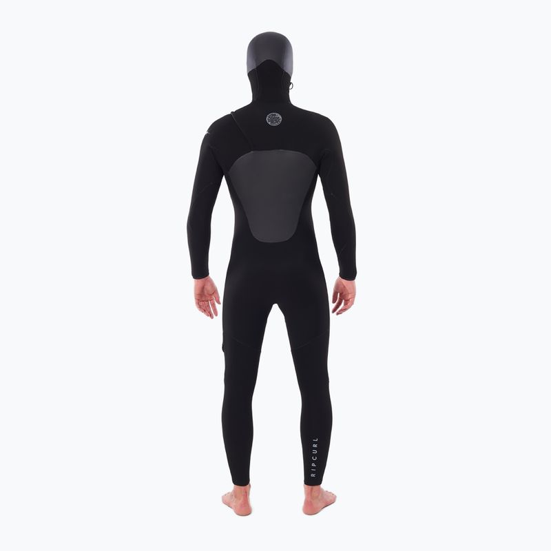 Men's wetsuit Rip Curl Flashbomb 5/4mm Hooded Chest Zip black 2