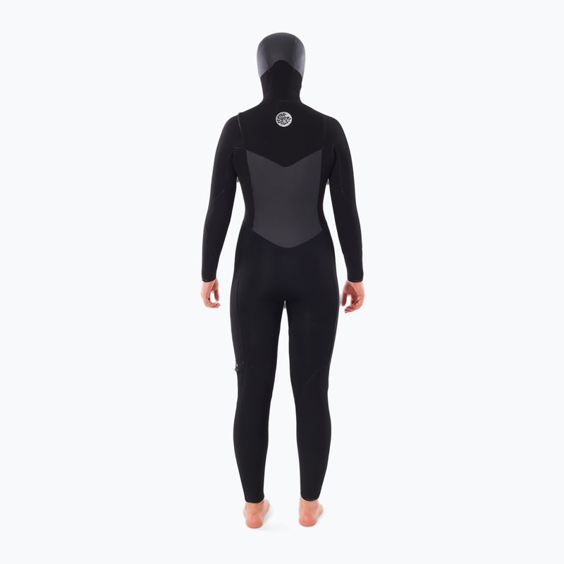 Women's wetsuit Rip Curl Flashbomb 6/4mm Hooded Chest Zip Steamer black 2