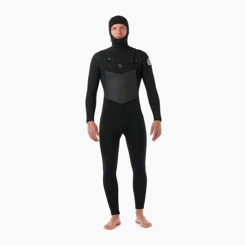 Men's Rip Curl Dawn Patrol Hooded 6/4 mm Chest Zip Swim Foam Black