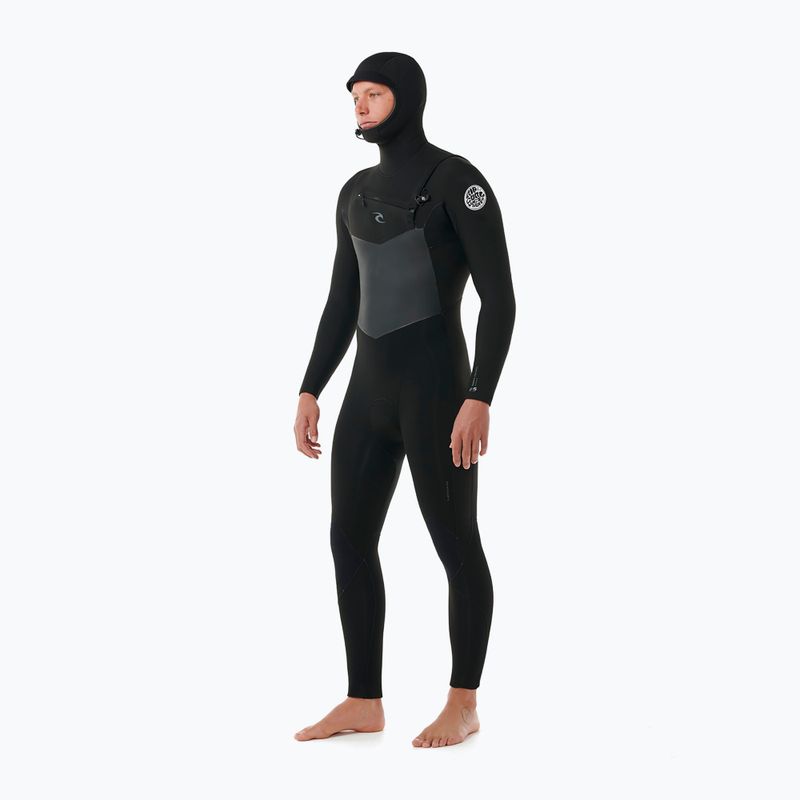 Men's Rip Curl Dawn Patrol Hooded 6/4 mm Chest Zip Swim Foam Black 3