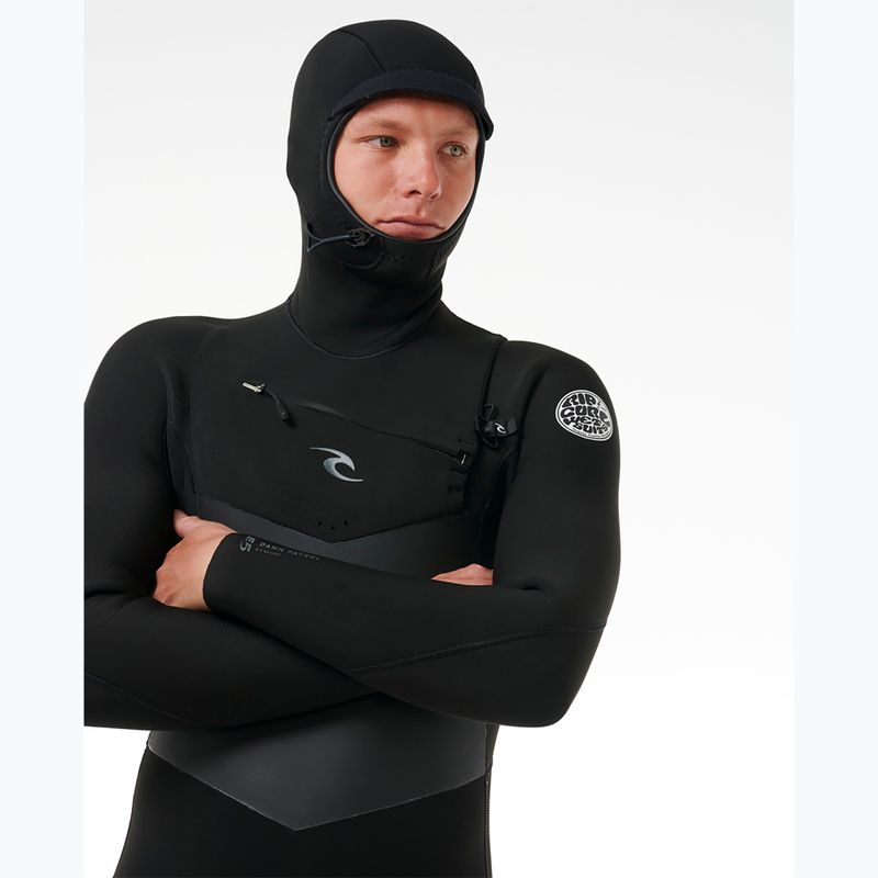 Men's Rip Curl Dawn Patrol Hooded 6/4 mm Chest Zip Swim Foam Black 4