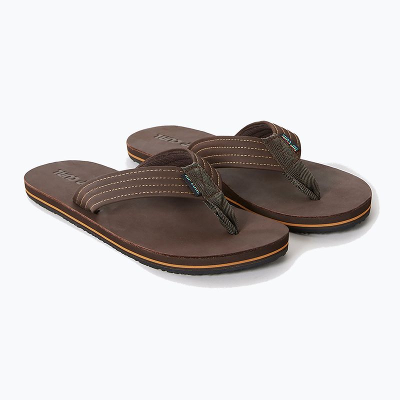 Men's Rip Curl Revival Leather Open Toe flip flops brown 8