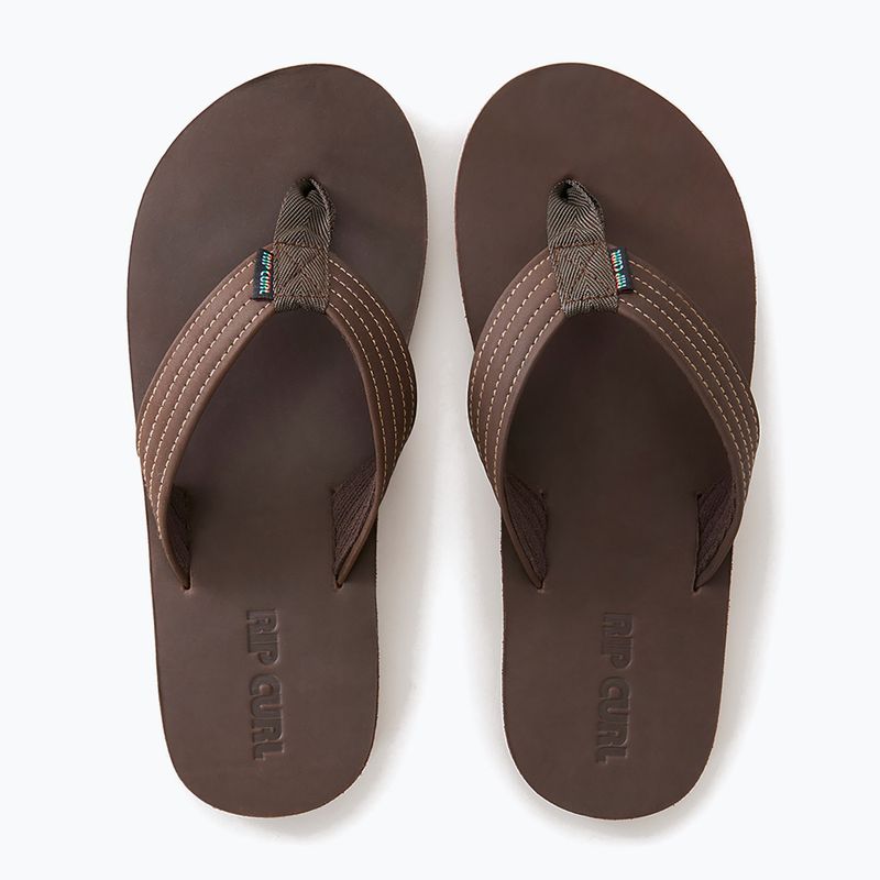 Men's Rip Curl Revival Leather Open Toe flip flops brown 12