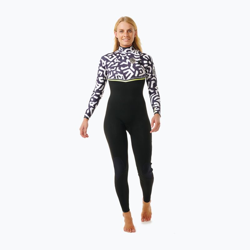 Women's Rip Curl E-Bomb 4/3mm Zip Free Sublimed black/ lime wetsuit 4