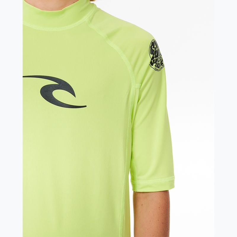 Rip Curl Brand Wave UPF Rash Vest children's swim shirt lime 5