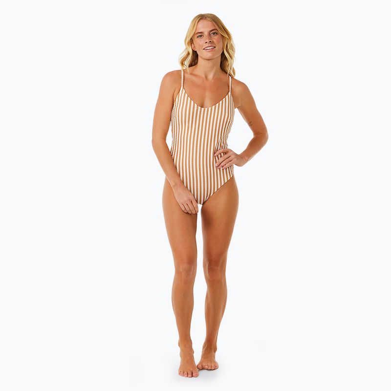 Women's Rip Curl Premium Cheeky light brown one-piece swimsuit 6