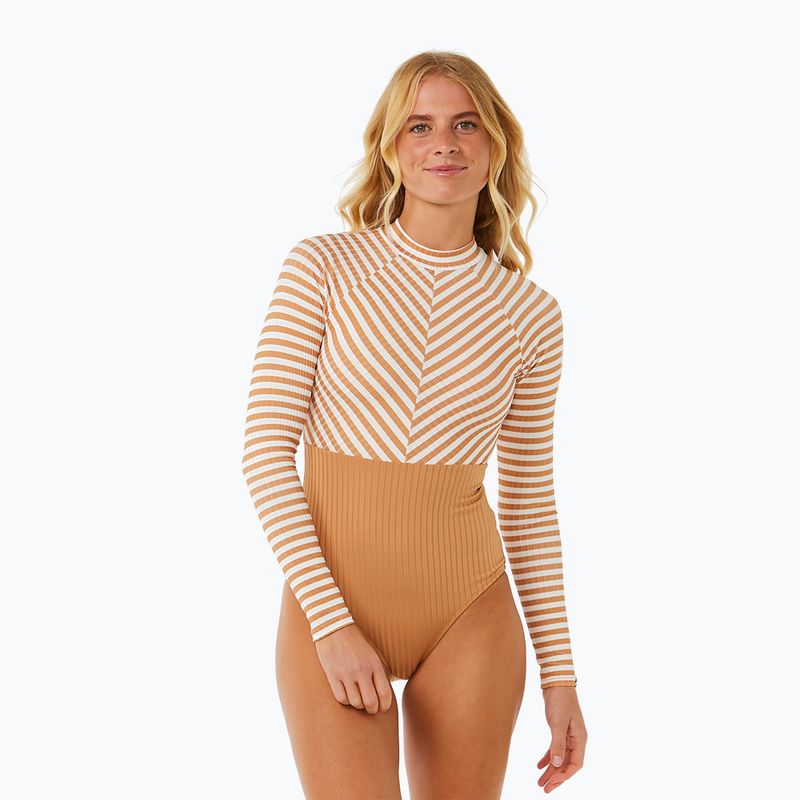 Women's one-piece swimsuit Rip Curl Premium Surf LS Surf light brown 7