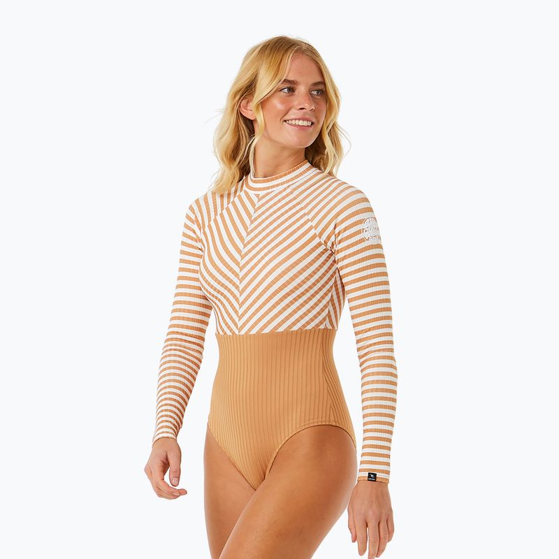 Women's one-piece swimsuit Rip Curl Premium Surf LS Surf light brown 10