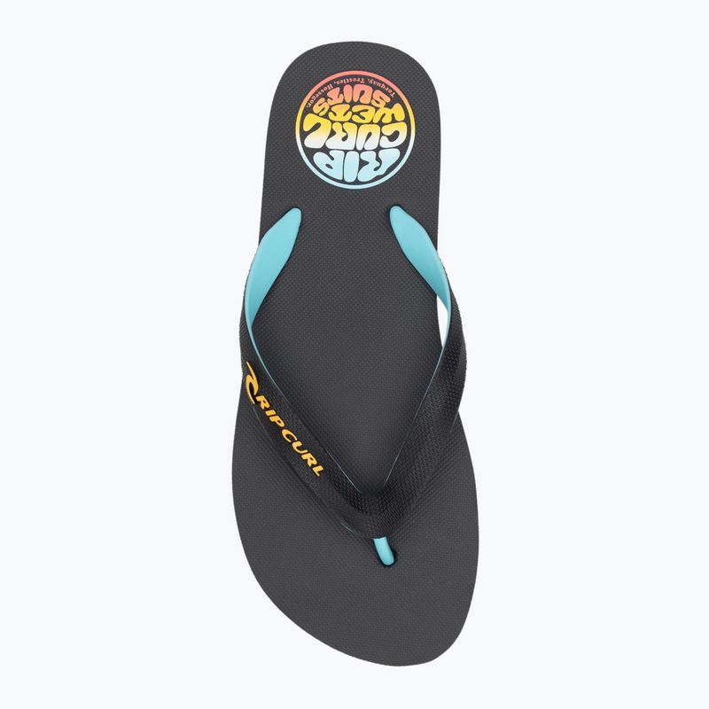 Men's Rip Curl Wetty Fade Bloom washed black flip flops 5