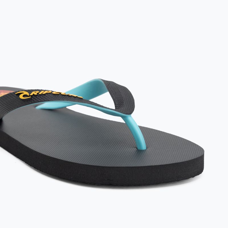 Men's Rip Curl Wetty Fade Bloom washed black flip flops 7