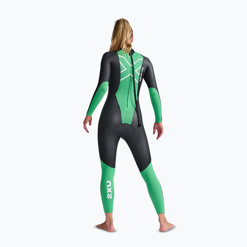 Women's triathlon wetsuit 2XU Propel Openwater black/bright green 4