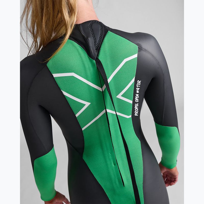 Women's triathlon wetsuit 2XU Propel Openwater black/bright green 7