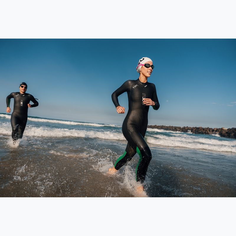 Women's triathlon wetsuit 2XU Propel Openwater black/bright green 11