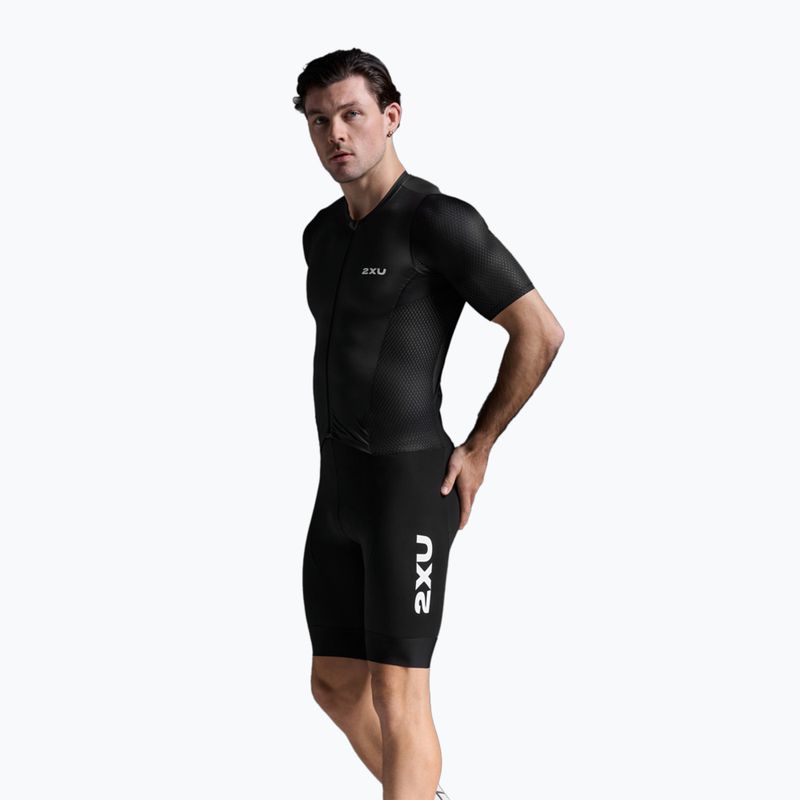 Men's triathlon suit 2XU Aero Hex Sleeved black/white