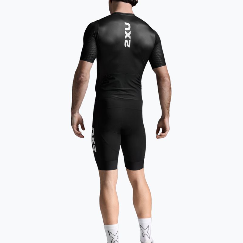 Men's triathlon suit 2XU Aero Hex Sleeved black/white 3