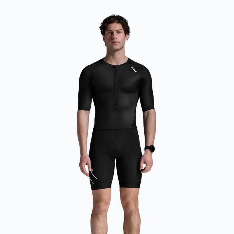 Men's triathlon suit 2XU Core Sleeved black/white