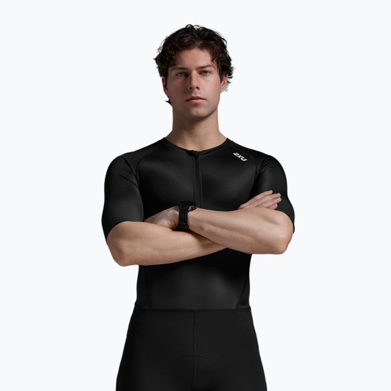 Men's triathlon suit 2XU Core Sleeved black/white 4