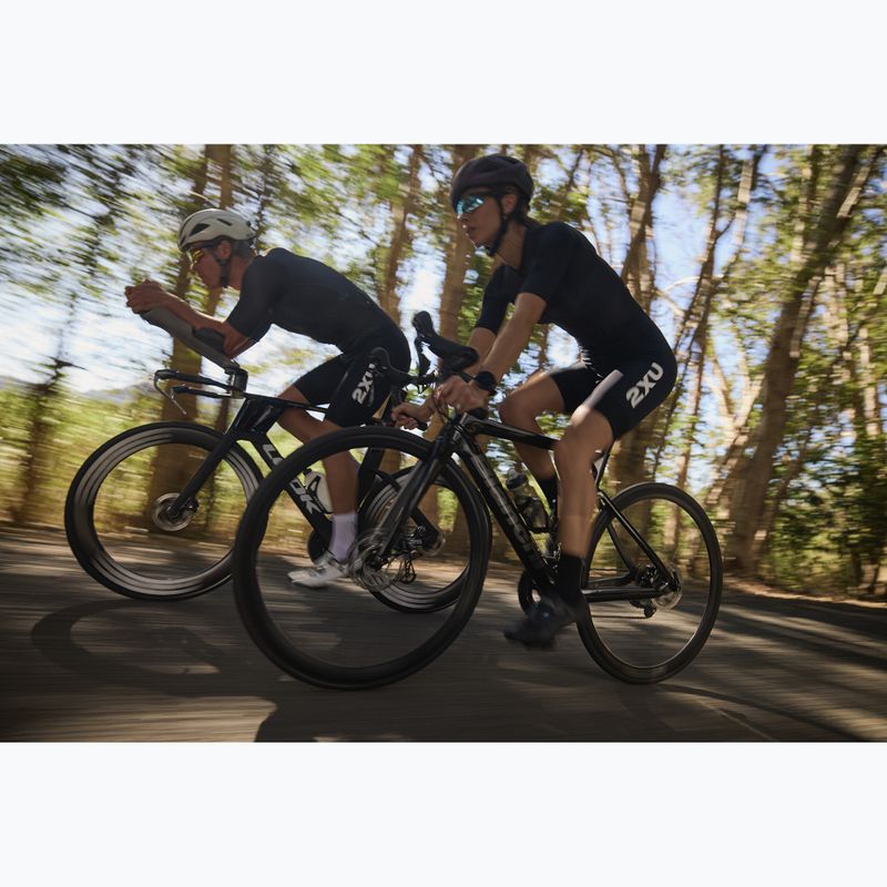 Women's triathlon suit 2XU Aero Hex Sleeved black/white 10