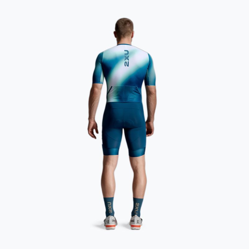 Men's triathlon suit 2XU Aero Hex Sleeved jelly mint/majol 2