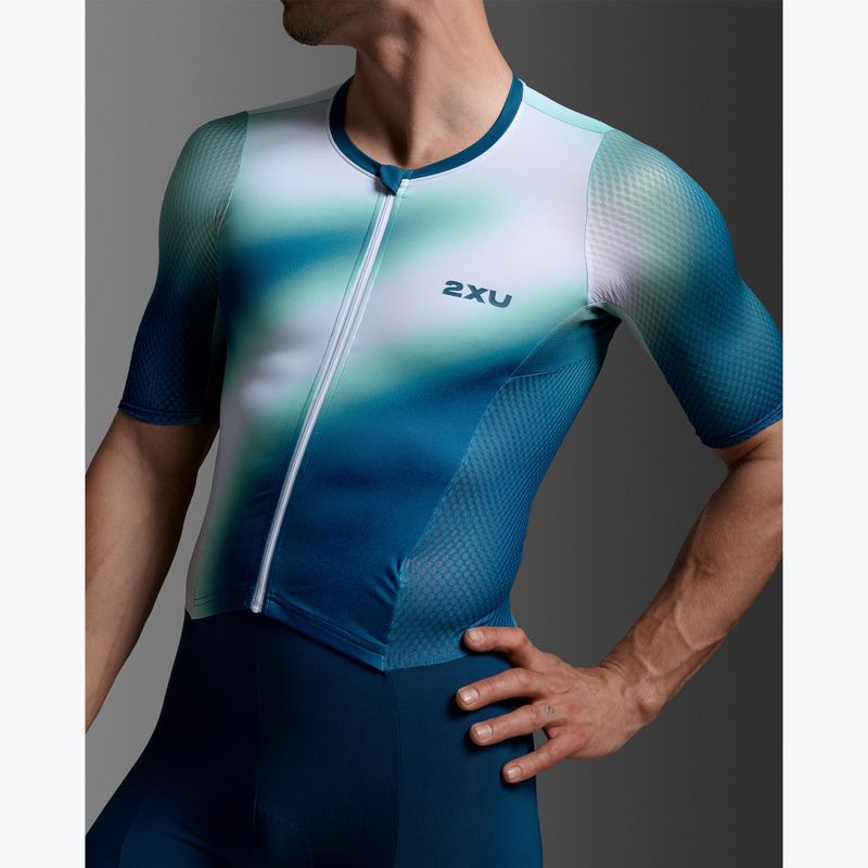 Men's triathlon suit 2XU Aero Hex Sleeved jelly mint/majol 4