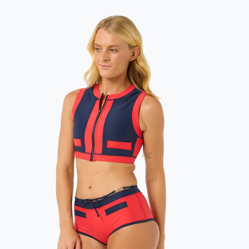Rip Curl Coco Short Sleeve Vest swimsuit top red/dark blue 4