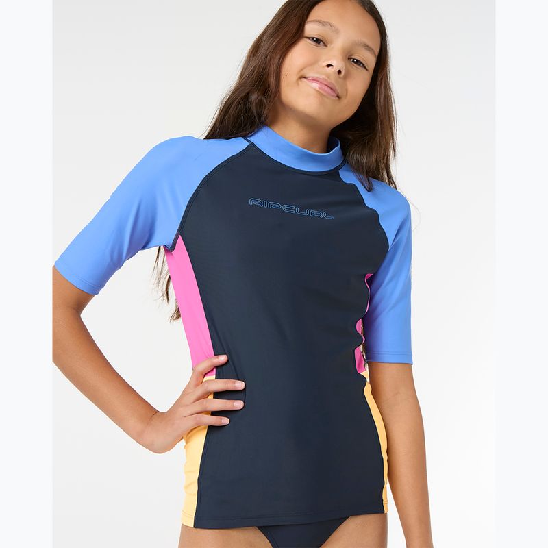 Children's Rip Curl Block Party Rash Vest swim shirt navy 4
