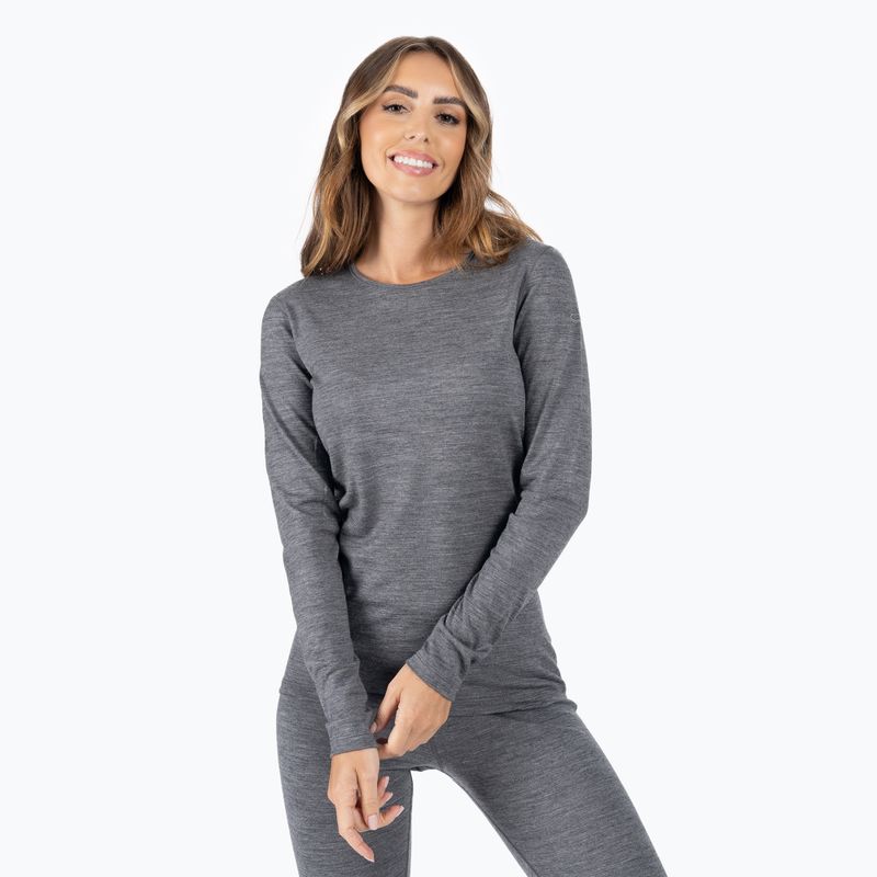 Women's thermal base layer top icebreaker 200 Oasis Crewe gritstone heather