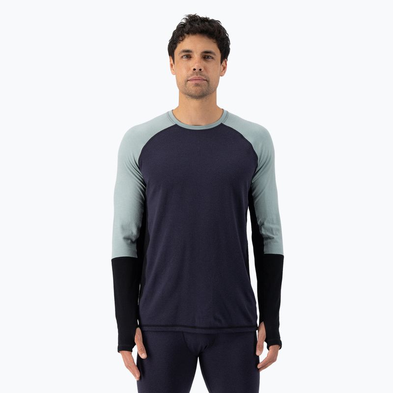 Men's Mons Royale Olympus Merino Base Layer thermal longsleeve dew/ 9 iron/ black