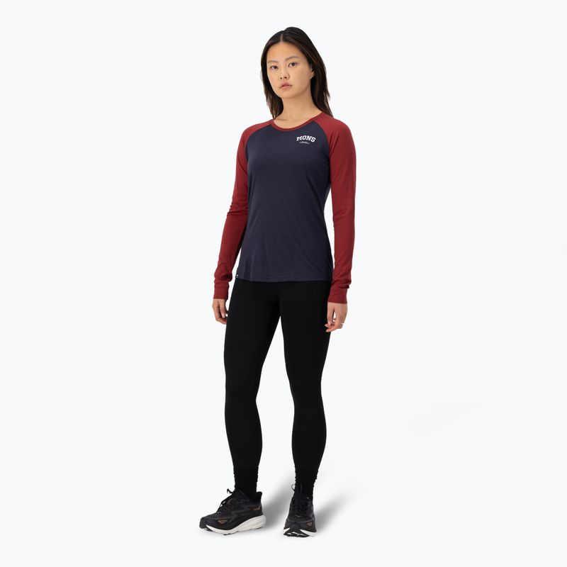 Women's thermal active sweatshirt Mons Royale Icon Raglan cherry/ 9 iron 2