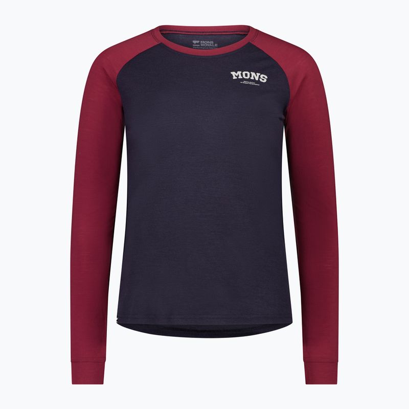 Women's thermal active sweatshirt Mons Royale Icon Raglan cherry/ 9 iron 4