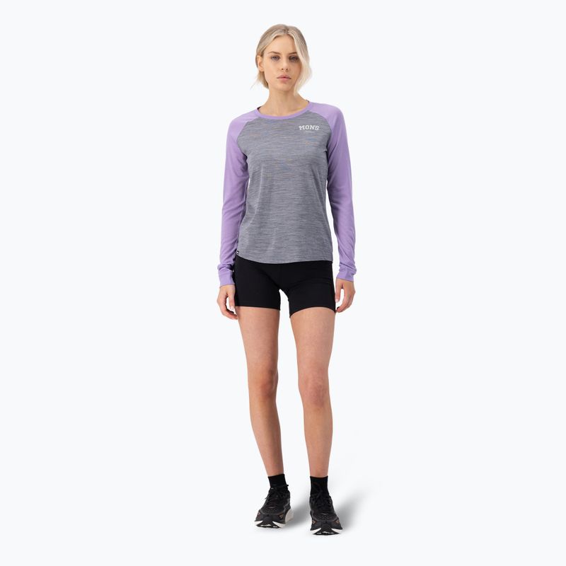 Women's thermal active sweatshirt Mons Royale Icon Raglan grey heather/ lupin 2