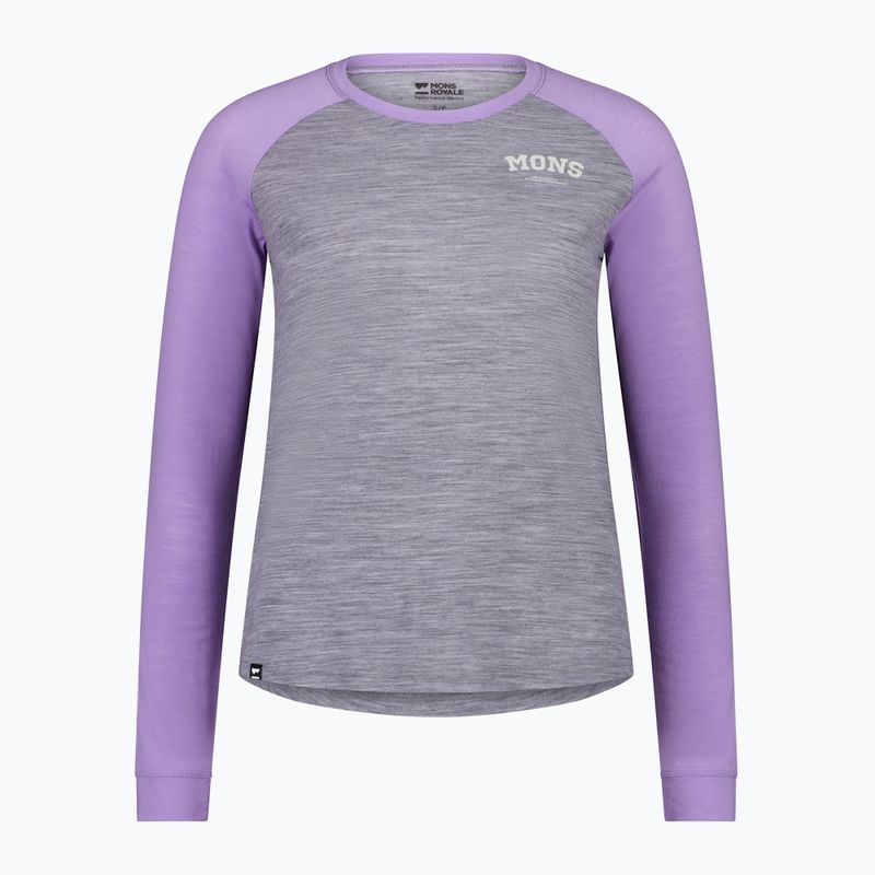 Women's thermal active sweatshirt Mons Royale Icon Raglan grey heather/ lupin 4