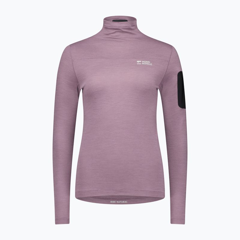 Women's Mons Royale Diversion Mock Neck thermal longsleeve mauve 3