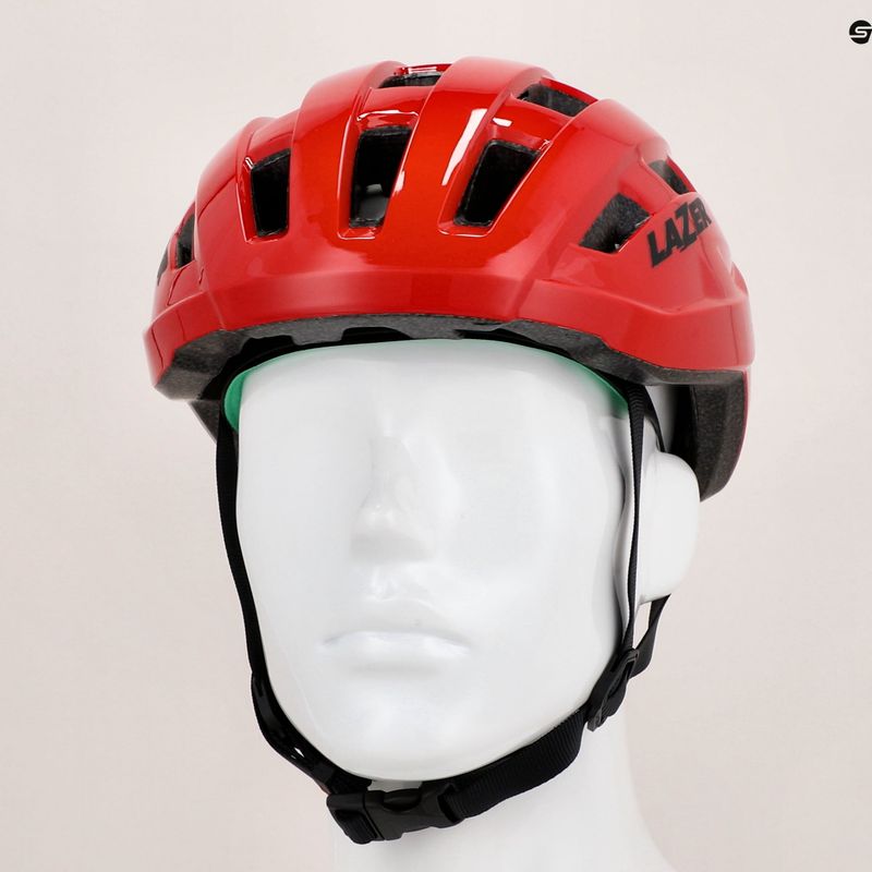 Lazer Tempo KinetiCore red bicycle helmet 8