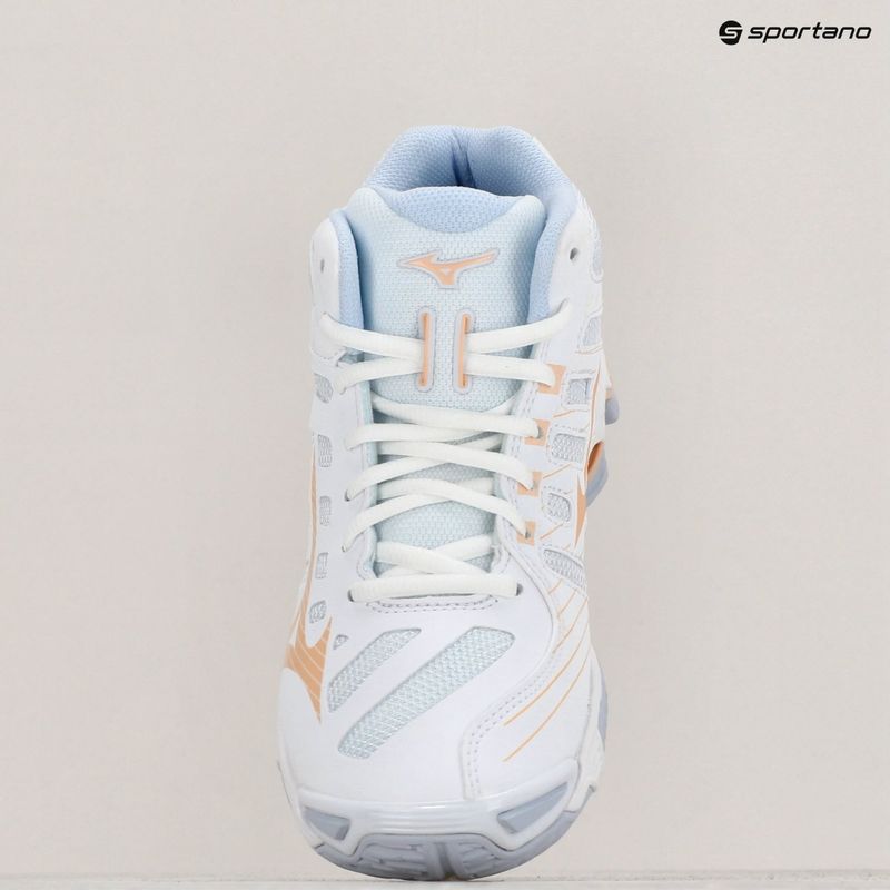 Women's volleyball shoes Mizuno Wave Voltage Mid white/peach parfait/halogen blue 9